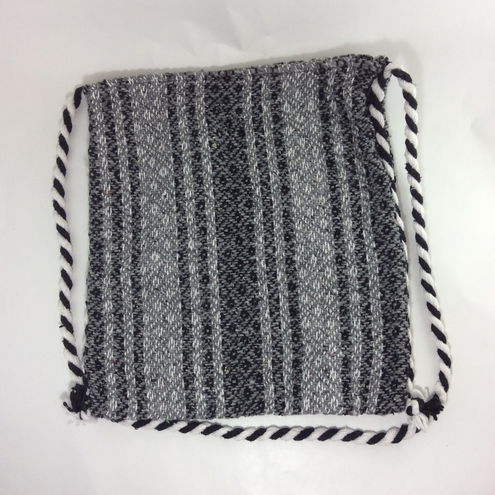Gray and White Recycled Knit Crossbody Tote Bag